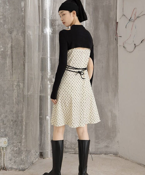 Cutout Layered Top & Dot Dress Co-ord